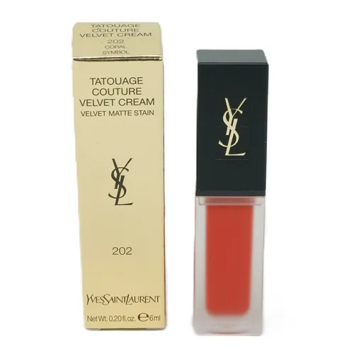 Yves Saint Laurent Tatouage Couture Velvet Cream Lipgloss 202 Coral Symbol - Luxuriöser Lippenstift mit samtiger Textur, langanhaltend für einen perfekten Look – ideal für stilbewusste Frauen.
