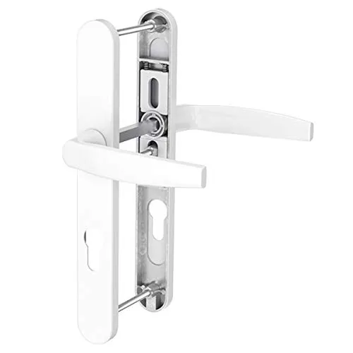 Schmalrahmengarnitur PZ Lochung für Nebeingangstür - Weiß RAL9016 - Robuste Schmalrahmengarnitur für Haustüren, pulverbeschichtet in Weiß (RAL9016). Ideal für Türstärken von 55-70mm, inklusive 10mm Reduzierhülse für einfache Montage.