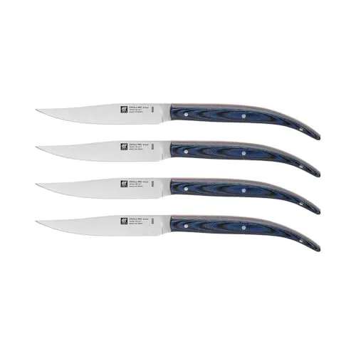 Zwilling -Steakmesserset Nitrostahl/Micarta Stahl/Blau -Länge: 23 cm-4er-Set