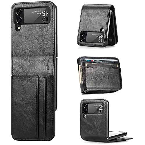 CoolGadget Handyhülle Klapphülle für Samsung Galaxy Z FLIP 4 Flip Case, Kunstleder Klapphülle mit Magnetverschluss, kompatibel mit Samsung Galaxy Z FLIP 4 (6,7 Zoll), Schwarz