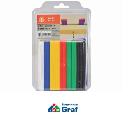 HaWe 513.10 Kunststoff-Unterlegplättchen Sortiment, 1-6 mm, 50 Stk. #85700029