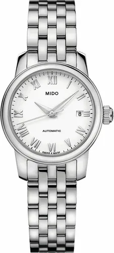 Damenuhr Mido M0390071101300 (Ø 25 mm) - Elegante Damenuhr mit grauem Edelstahlarmband und Saphirglas, wasserdicht bis 5 atm – perfekt für stilbewusste Frauen.
