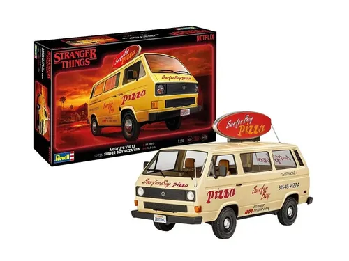 Revell Autos Stranger Things Volkswagen T3 Bus Surfer Boy 07725 - Modellbausätze für Fans: Detaillierter Bausatz des ikonischen Surf-Busses aus Stranger Things – perfekt für Sammler und Modellbau-Enthusiasten.