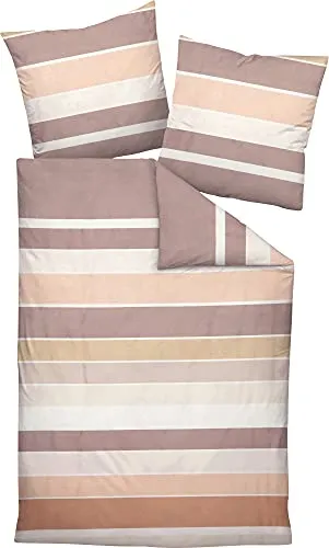 Janine Mako-Satin-Bettwäsche J.D. 135x200 cm + 80x80 cm dämmerungsmauve-korallrosa