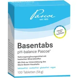 Basentabs pH Balance Pascoe Tabletten - Nahrungsergänzungsmittel zur Regulierung des Säure-Basen-Haushalts, unterstützt mit wichtigen Mineralstoffen und inklusive Teststreifen zur pH-Wert-Messung.