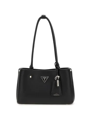 Guess Meridian II Schultertasche 29 cm schwarz - Elegante Handtasche mit praktischem Innen- und Außentaschen-Design, ideal für moderne Damen. Der glänzende Polyurethan-Stoff sorgt für Stil und Langlebigkeit.