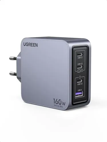UGREEN Nexode Pro 160W USB C Ladegerät - Ladegeräte & Netzteile für tragbare Computer - Kompaktes 160W GaN Charger für superschnelles Laden von bis zu 4 Geräten gleichzeitig, ideal für unterwegs.