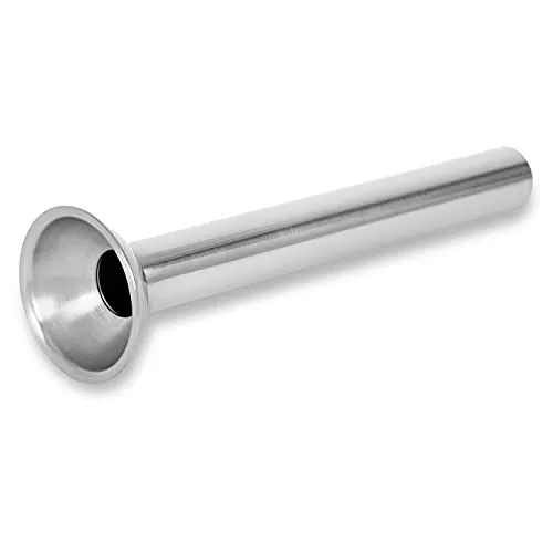 vertes Füllrohr Fülltülle Ersatzteil aus Edelstahl für Wurstfüller Wurstfüllmaschinen Wurstpressen (22mm Rohr-, 53mm Flansch-Durchmesser, 195mm Länge, Lebensmittelecht, Rostfrei, Spülmaschinenfest)