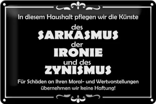 Schild Blech 30x20 cm - Made in Germany - In diesem Haushalt Sarkasmus Metall Deko Schild