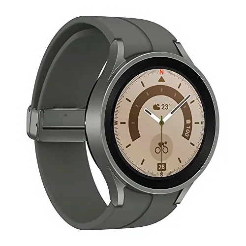 Samsung Galaxy Watch5 Pro - Runde Bluetooth Smartwatch, 45 mm Titan, Outdoor-Fitnessuhr mit 80 Stunden Akkulaufzeit und speziellen Sportfunktionen