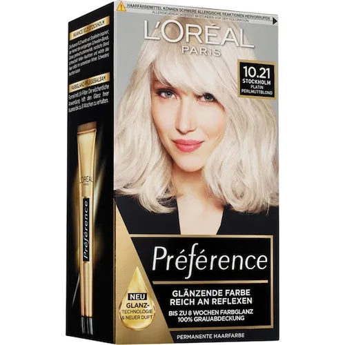 LOreal-Paris Haarfarbe ColorationPréférence Glänzende Farbe 10.21 Stockholm/Platin Perlmuttblond 1 Stk. (9,99 € / 1 Stk.)