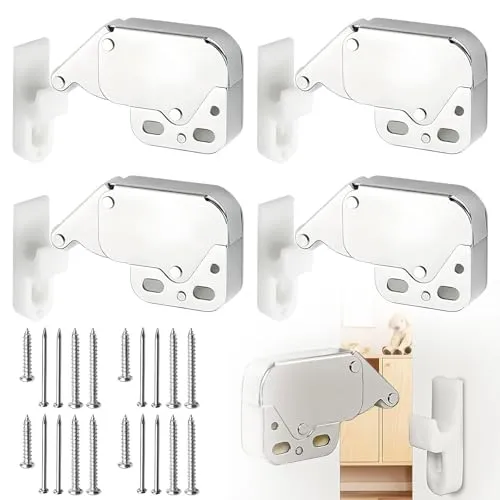 Stück Federschnäpper, Mini-Latch Druckverschluß Federschnappverschluß aus Kunststoff, Automatik Möbel-Schnäpper für Schranktüren, Federschnapp-Verschluss mit Gegenstück 4