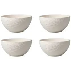 Villeroy & Boch Manufacture Rock Bol Set - 4er Set weiße Schalen aus Porzellan, mikrowellensicher und spülmaschinenfest, ideal für stilvolles Servieren.