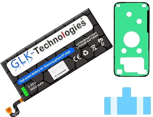 High-Capacity Ersatzakku kompatibel mit Samsung Galaxy S7 Edge SM-G935F | Original GLK-Technologies Battery | accu | 3600 mAh | ersetzt EB-BG935ABE inkl. 2X Klebebandsätze