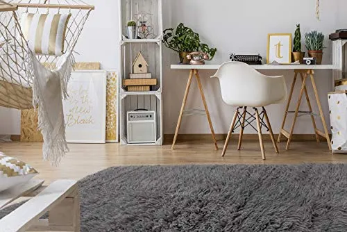 rugsx FLOKATI Griechischer Wollteppich, für das Wohnzimmer, Schlafzimmer, Kinderzimmer, Bettdecke, natürliche Farbe, grau 300x400 cm