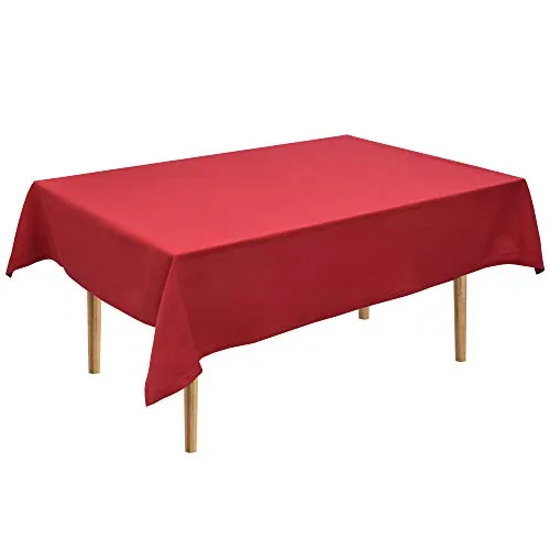 Beautissu Tischdecke Loftflair - Rechteckig 140x180 cm Rot - Stoff Tischtuch aus Baumwolle - waschbar & pflegeleicht