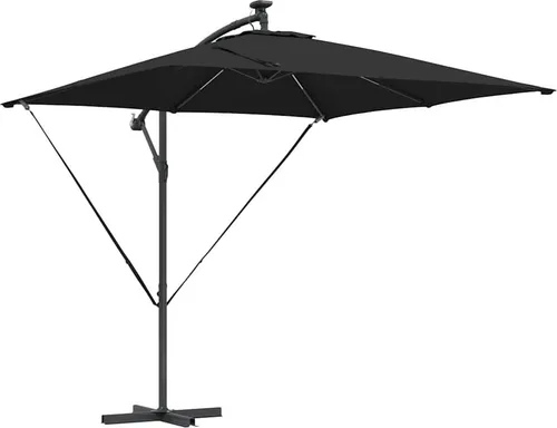 vidaXL Auskragender Bananenschirm Schwarz 249 x 249 cm - Sonnensegel mit modernem Design, kippbar und windresistent; ideal für gemütliche Gartenpartys und bietet UV-Schutz für unbeschwerte Tage im Freien.