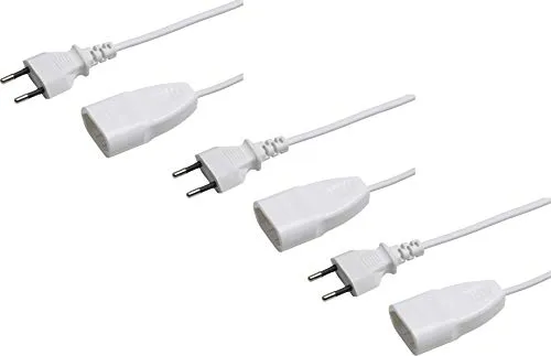 Meister Kunststoff-Verlängerungskabel mit Euro-Kupplung 3 Stück – 3 m – für innen (IP20) – Schuko-Kupplung – weiß