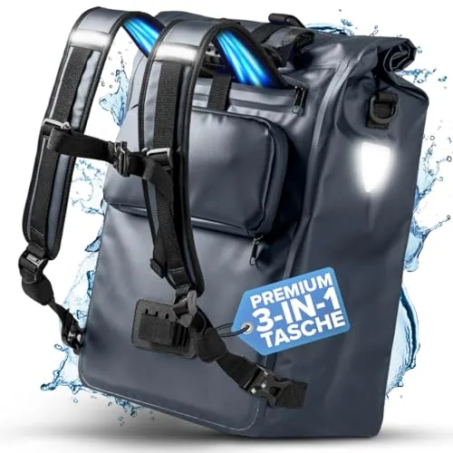 Büchel 3in1 Fahrradtasche für Gepäckträger – Rucksack, Umhängetasche oder Gepäckträgertasche