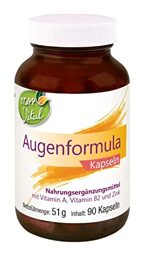 KOPP Vital® Augenformula Kapseln | 51 g | 1 x 90 Kapseln | Mit Vitamin A, Vitamin B2 und Zink | Mikronährstoffe | Apothekenqualität