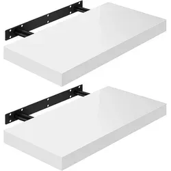 Woltu Wandregal 2-tlg. freischwebend in Weiß, 60 cm