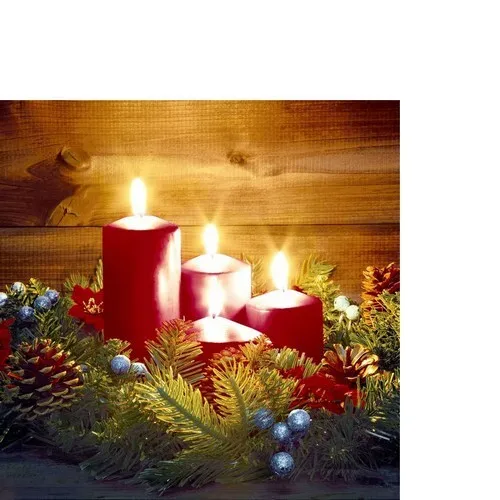 kleine Cocktailservietten Advent KerzenTanne Gesteck Weihnachten rot 24x24cm 20