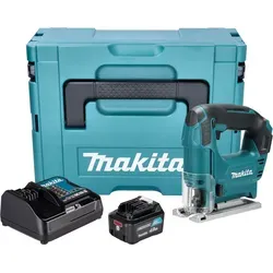Makita JV 101 DSM1J Akku Stichsäge - Sägen, leistungsstarke 12V Akku-Stichsäge mit 4,0 Ah Lithium-Ionen Akku, ideal für präzise Schnitte und vielseitige Anwendungen im Heimwerkerbereich.