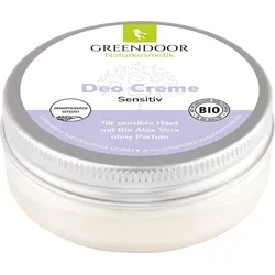 GREENDOOR Deo Creme Sensitiv, parfumfreies Deodorant - Natürliche Deo Creme für empfindliche Achselhaut, ohne Duftstoffe, Aluminiumsalze oder Alkohol. Bietet zuverlässigen Schutz und pflegt mit Bio Kokosöl und Shea Butter. Umweltfreundlicher Tiegel aus 100% Recyclat.