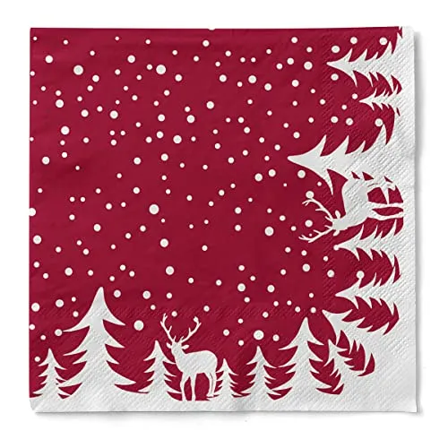 Sovie HORECA Serviette MARVIN (Bordeaux) aus Tissue, 3-lagig, 40 x 40 cm, Weihnachtsserviette Einweg, ideal für Advents- & Weihnachtsfeiern, Papierserviette 100 Stück