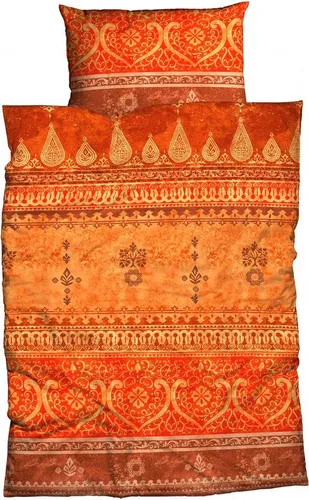 CASATEX Bettwäsche Indi, 3-teilig, romantisch und orientalisch - Bettwäsche aus weichem Biber, 100% Baumwolle, in terrakotta mit Wendefunktion. Ideal für gemütliche Nächte und ein stilvolles Schlafzimmer.