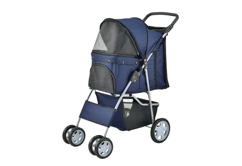 pro.tec Hundewagen 'Niceville' - Bequemer Pet Stroller mit Regenschutz - Hundewagen für sichere Transporte, ideal für ältere oder gesundheitlich eingeschränkte Hunde. Mit Regen- und Sonnenschutz sowie geräumiger Einkaufstasche, belastbar bis 15kg.