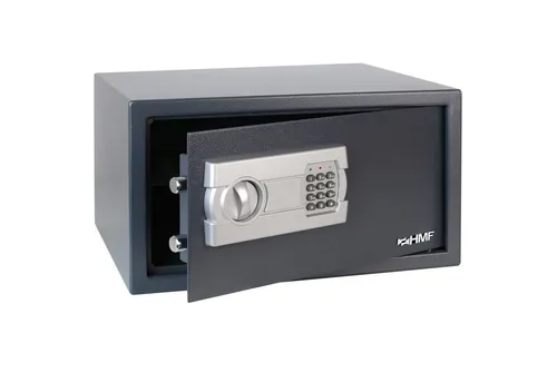 HMF Möbeltresor für 15 Zoll Laptops - Sicherer Laptopsafe (45 x 25 x 36,5 cm) aus robustem Stahl mit Elektronikschloss und Notschlüssel, ideal für die Aufbewahrung von Wertgegenständen und Dokumenten.