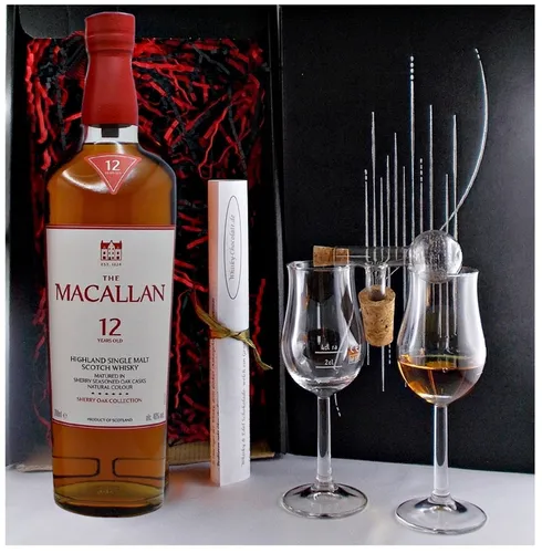 Macallan 12 Jahre Sherry Oak Whisky + 2 Gläser +1 Glaskugelportionierer Geschenk