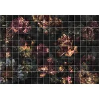 Fototapete Vlies INX8-080 Ink Tiles Flowers 8-tlg. 400 x 280 cm - Elegante Vlies Fototapete in Schwarz, ideal für Flur, Küche oder Wohnzimmer. Verleiht jedem Raum einen modernen Look und sorgt für ein stilvolles Ambiente.