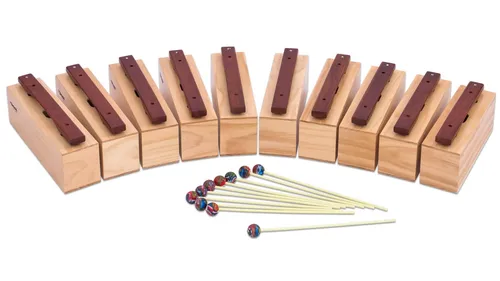 Betzold 10 Bass-Klangbausteine und 10 Schlägel, Hartholz