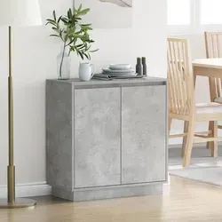 vidaXL Nachttisch LED Sideboard Betongrau 71x34,5x75 cm