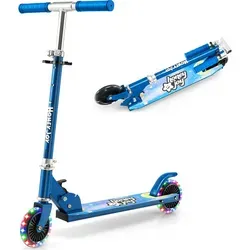 COSTWAY Kinder Roller mit LED-Rädern - Roller / Kickboards mit höhenverstellbarem Lenker, blinkenden Rädern und klappbarem Design - ideal für Kinder von 3-8 Jahren.
