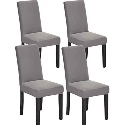 HZDHCLH Stuhlhussen 4 Stück Elastische Moderne Universal Stretch Beschützer Stuhlhussen für Stuhl Esszimmer Hochzeit Partys Bankett Deko, Grau
