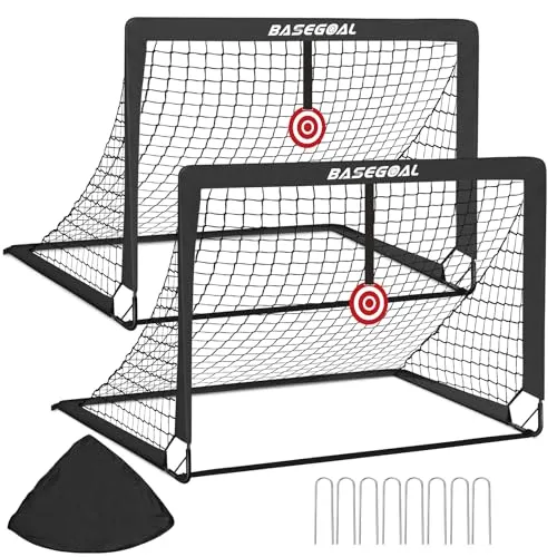 Faltbares Fußballtor für Kinder | Pop-Up Fußballtor mit 2 Bullseye Zielscheiben & Transportbeutel | Mini Fußballtor für Garten, Strand & Reisen | Leichtes Kinder Fußballtor Set 120x90cm