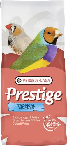 Versele-Laga Vogelfutter Prestige Exoten 20 kg - Hochwertiges Vogelfutter für Prachtfinken und Zebrafinken, mit einer natürlichen Mischung aus vier Hirsesorten und ohne künstliche Zusätze für eine ausgewogene Ernährung.