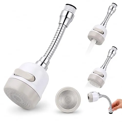 PARENCE – Flexible 360°-Wasserhahnverlängerung – M22 Küchenwasserhahn-Belüfter, 2 Modes Jet & Dusche, verchromter Wassersparer, Drehbare, spritzwasserdicht, Küche und Badezimmerspüle kompatibel