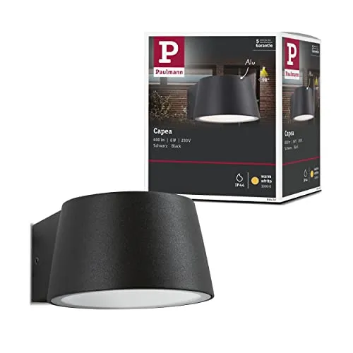 Paulmann Capea 94452 LED-Außenwandleuchte 6W Grau - Lampen - Wasserdichte 6W LED-Außenwandleuchte mit angenehmer Lichtfarbe von 3.000K für sichere Beleuchtung im Eingangsbereich.