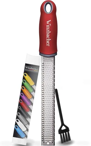 Winzbacher Premium Zester Reibe – Multifunktionale Edelstahlreibe für Parmesan, Zitrone & mehr