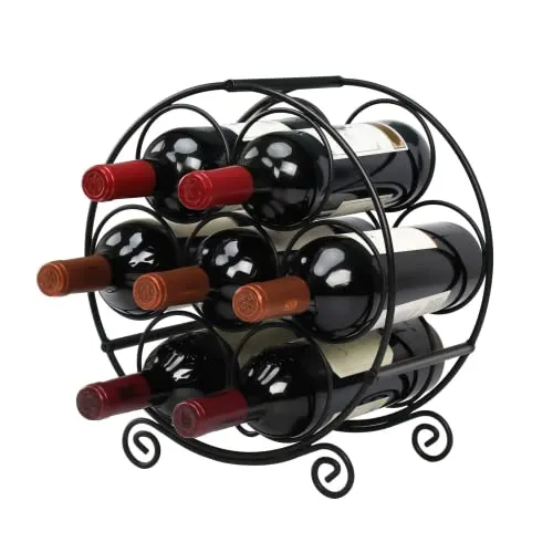 Weinregal Klein Metall Schwarz Kleines Rund Flaschenregal Small Wine Rack Weinflaschenhalter weinregal für Schrank Shelf Weinhalter WeinstäNder Edelstahl Klein 7 Flaschen Weinregal Hochkant Schmal