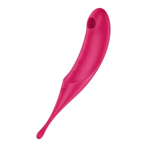Satisfyer Twirling Pro Druckwellen-Vibrator | Klitoris Auflege-Vibrator für Frauen | Körperfreundliches Silikon | 11 Druckwellen- & 12 Vibrationsprogramme | Leise & Stark in Rot