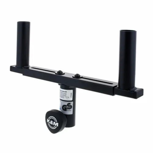 K&M 24105 Gabel für Boxenstative - Schwarz - PA-Technik & Bühnentechnik - Praktische Gabel zur Aufnahme von 2 Lautsprecherboxen, einfach verstellbar und aus robustem pulverbeschichtetem Stahl für hohe Stabilität.