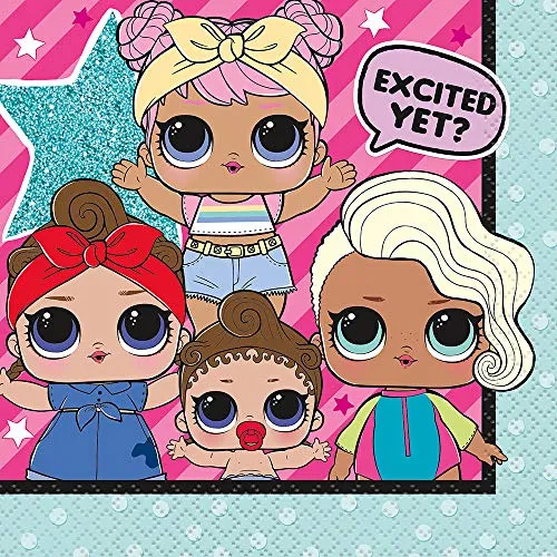 Unique Party Supplies 79111 Papierservietten - 13 cm - LOL-Surprise-Party - Packung mit 16 Stück