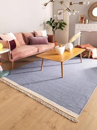 benuta Pop Wollteppich Karla - Blau 80x120 cm - Teppiche - Hochwertiger Wollteppich in elegantem Design, pflegeleicht und ideal für gemütliche Räume wie Wohnzimmer oder Schlafzimmer.