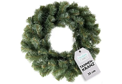 Kunstkranz Weihnachtskranz Türkranz Weihnachten Künstlich Durchmesser 35 cm, Creative Home, Adventskranz für Haustür Wand Tisch, Indoor & Outdoor, Winter Deko