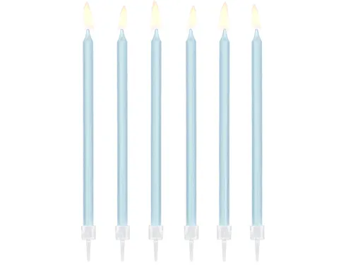 Geburtstagskerzen, glatt, hellblau, 14cm (1 VPE / 12 Stk.) von PartyDeco